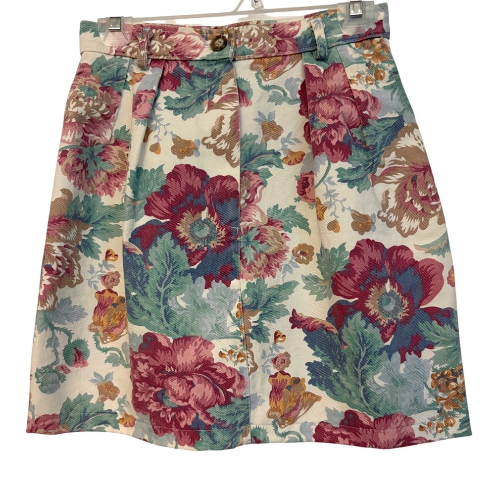 Willowbend Vintage Floral Tapestry Mini Skirt Made in USA Size 12 High Waist